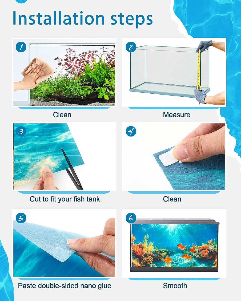 4 Pack Aquarium Background, 30 x 18 Inch