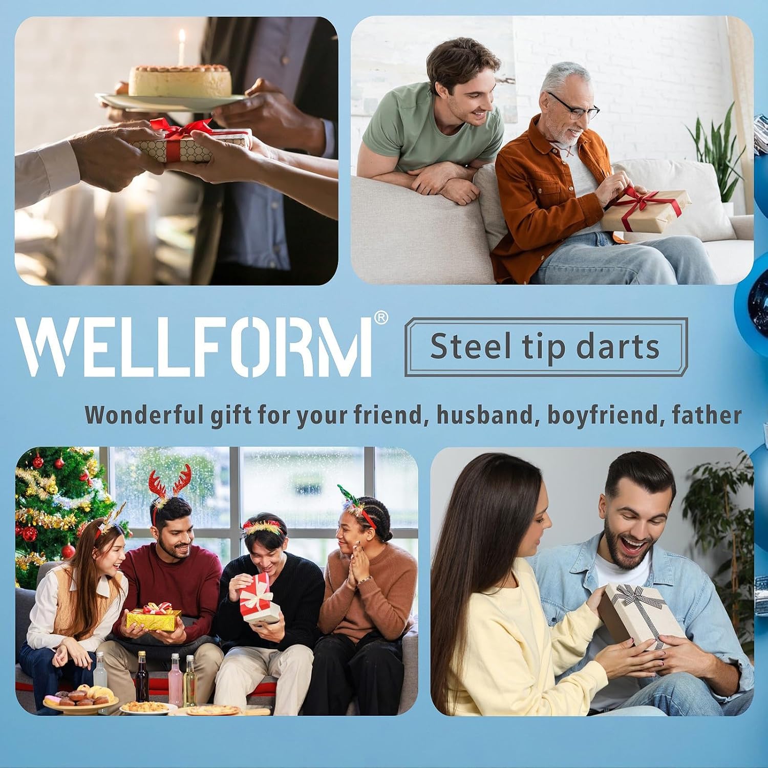 Darts Metal Tip Set, 12 Pack 22 Grams Steel Tip Darts Set-Professional Metal Darts for Dartboard, with Non-Slip Iron