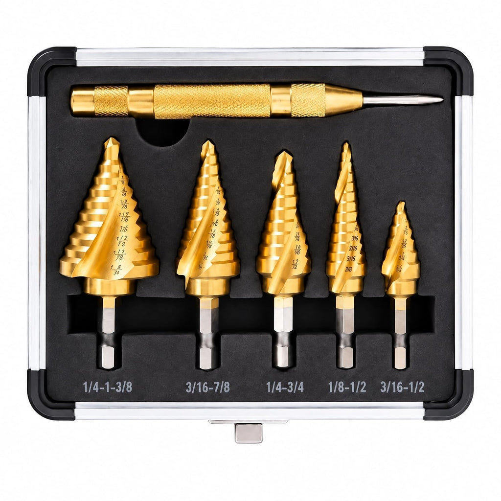 Automatic Center Punch Set, Zofiat Titanium Drill Bits, Step Drill Bit