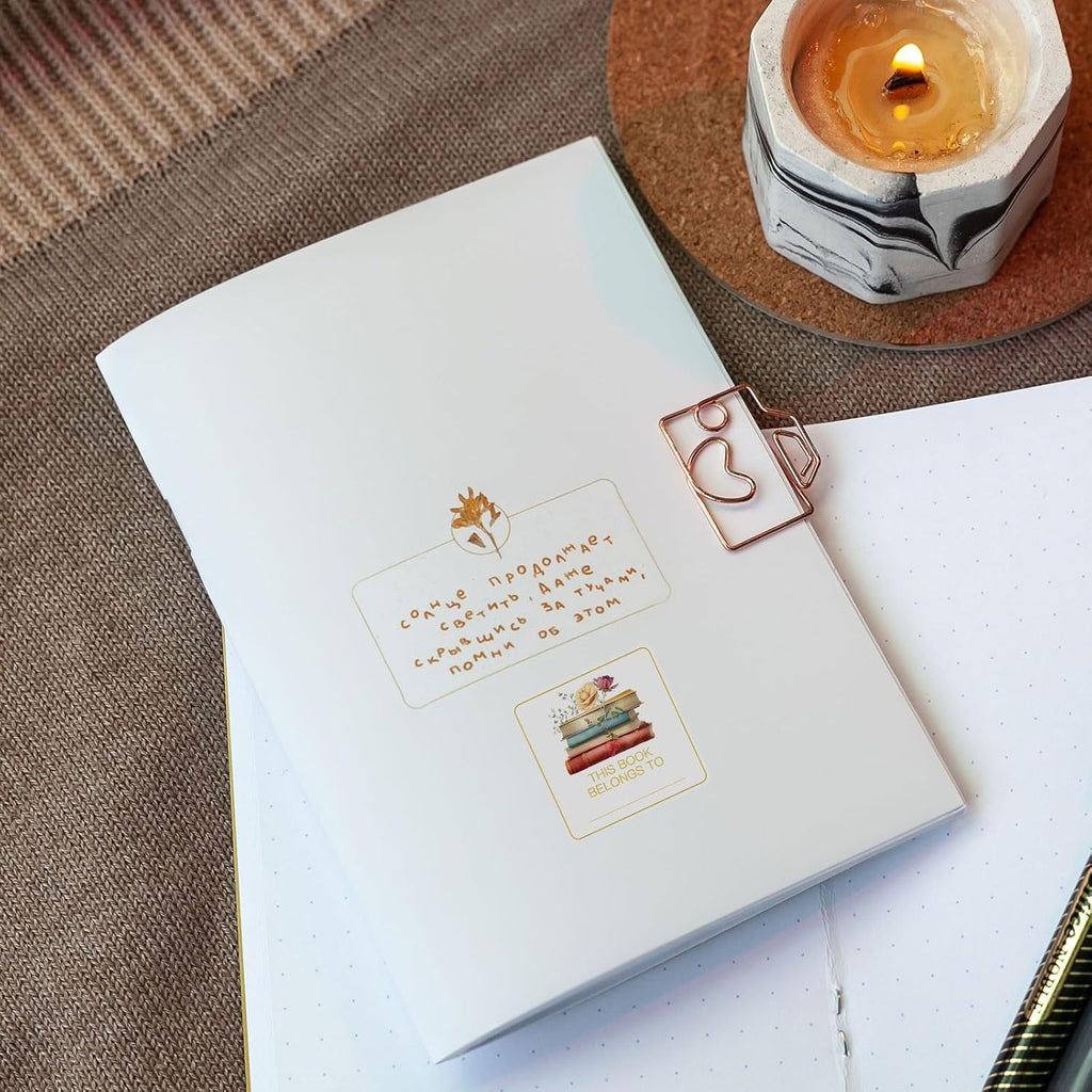 This Book Belongs to Stickers, Floral Designed Book Stamp Personalized Labels,Adhesive Name Labels Book Plates for