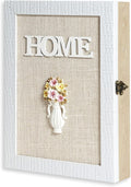 Wooden Key Box Wall Mount - Cute Rustic Decorative Cabinet - Premium Holder With 6-Hooks - Small White Box