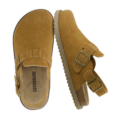Brooklyn Genuine Suede Slingback Clogs for Women with Buckle,Chestnut 7