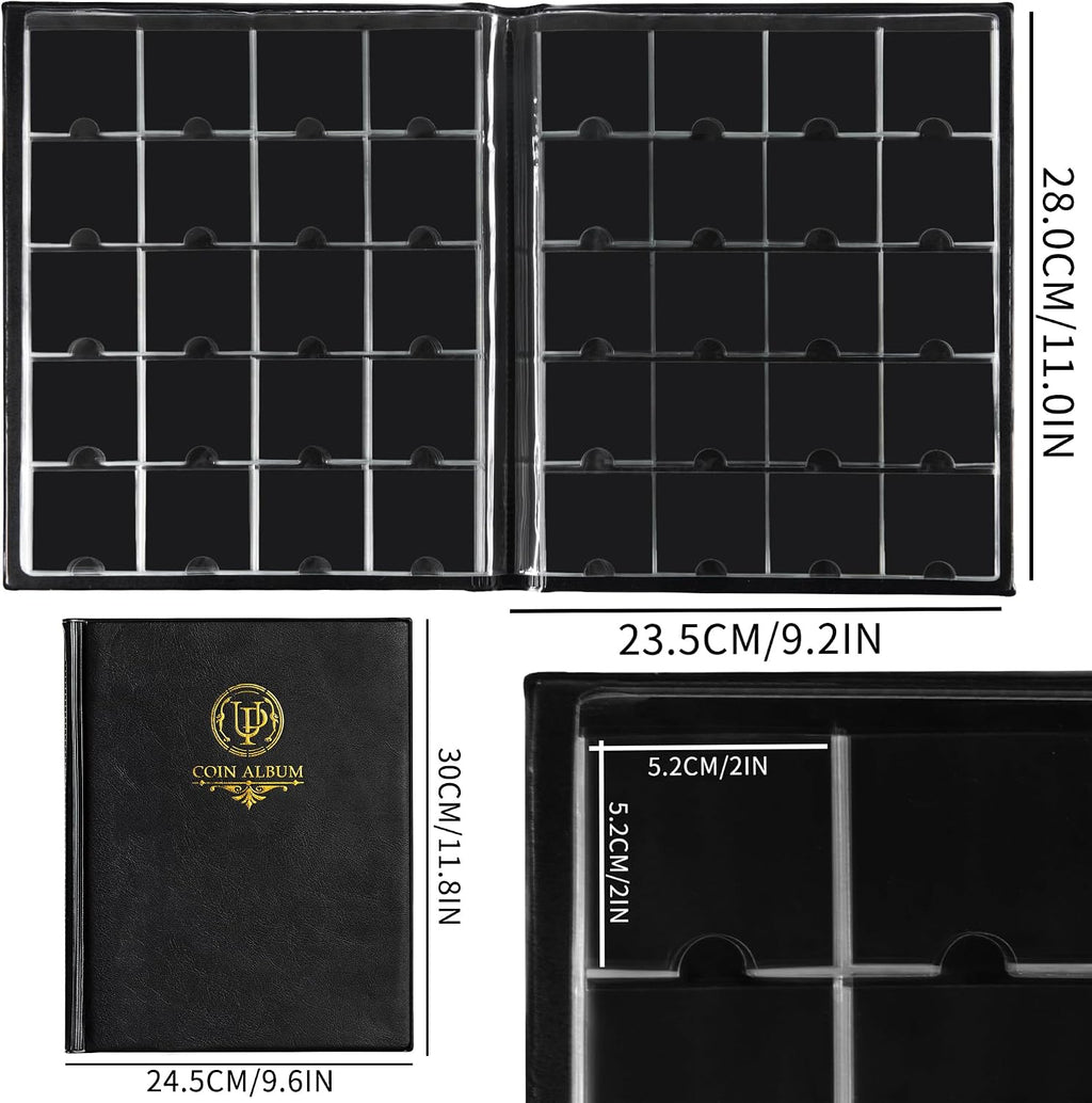 200 Pockets Collecting Album for Coin Flip - Classic Black | Uncle Paul Large Capacity Collection Book Coin Holder