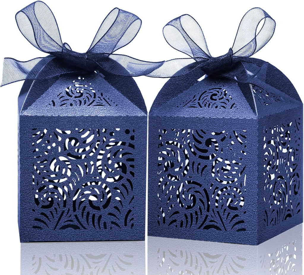 100Pcs Laser Cut Favor Boxes, 2x2x3in Small Gift Box for Presents