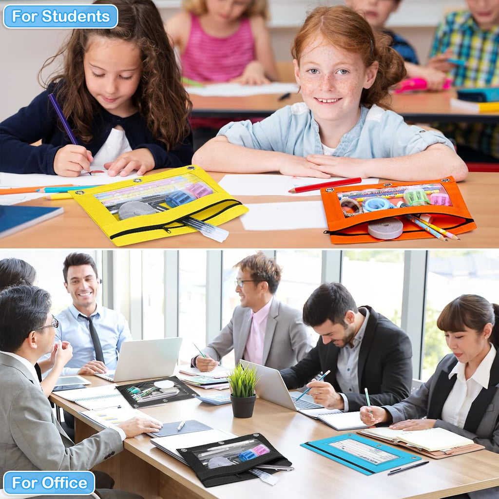 72 Pack Pencil Pouch Bulk, Pencil Pouches for 3 Ring Binder, Zipper Pencil Pouch Bulk for School, Home and Office