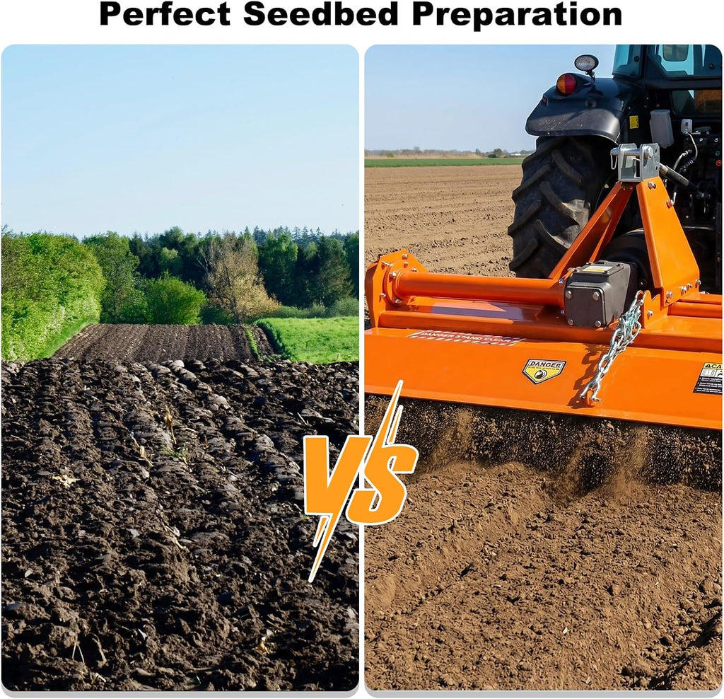 Heavy Duty 3 Point Hitch Rotary Tiller 4 FT 49 in, Tractor Tiller Work with 3 PT CAT I, Single Speed PTO Drive