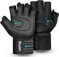 Ventilated Weight Lifting Gym Workout Gloves with Wrist Wrap Support for Men & Women, Full Palm Protection