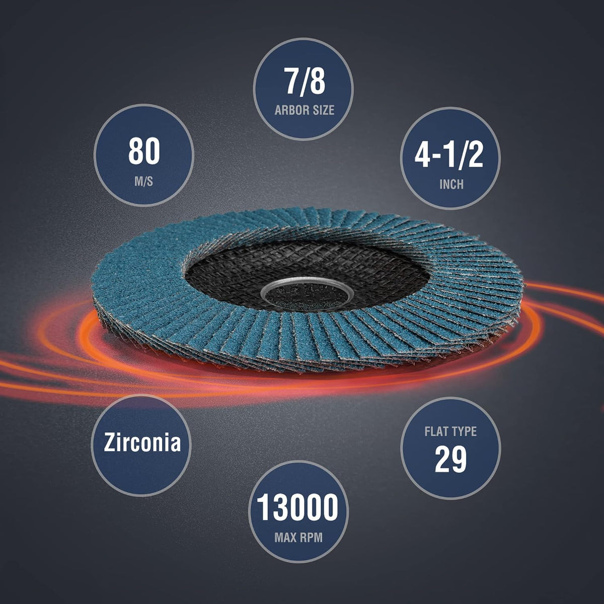 WORKPRO 10-Pack Zirconia Flap Discs, 4-1/2" x 7/8", T29, 60 Grit