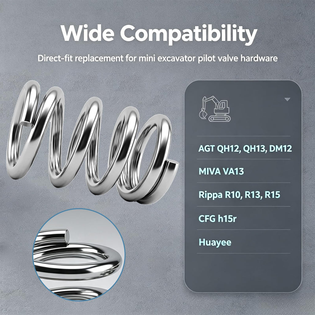 Mini Excavator Pilot Control Springs Fits AGT Miva CFG Rippa, 16 Pack Set