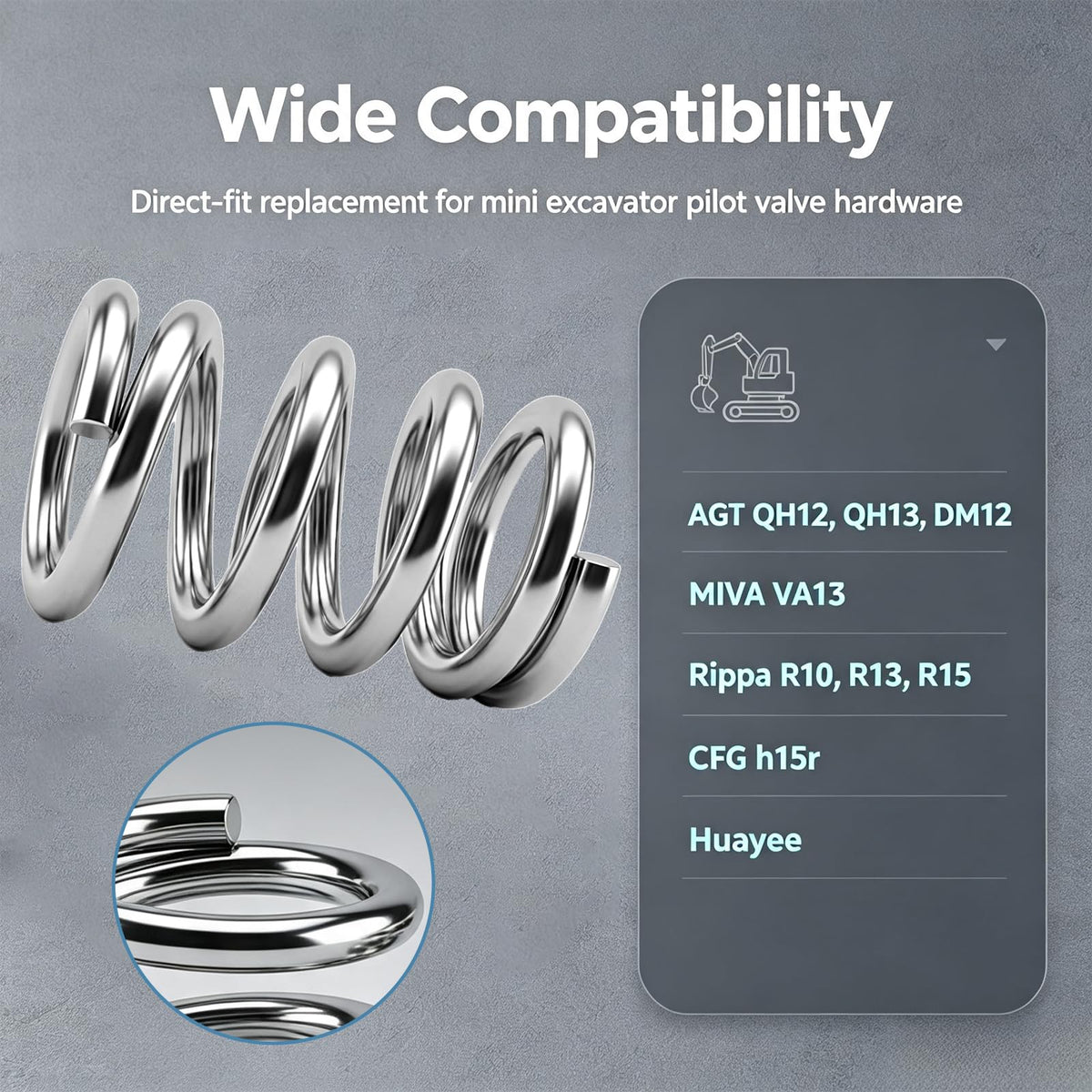 Mini Excavator Pilot Control Springs Fits AGT Miva CFG Rippa, 16 Pack Set