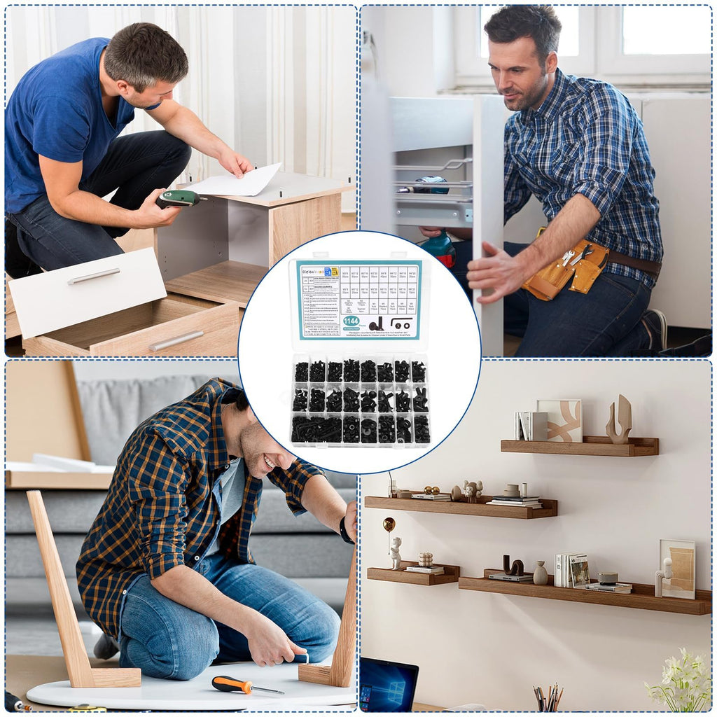 1144 PCS M3 M4 M5 M6 Countersunk Screws Assortment Kit, Hex Head Socket Set