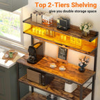 Bakers Rack with Power Outlet & RGB LED, 31.5 In Coffee Bar Table