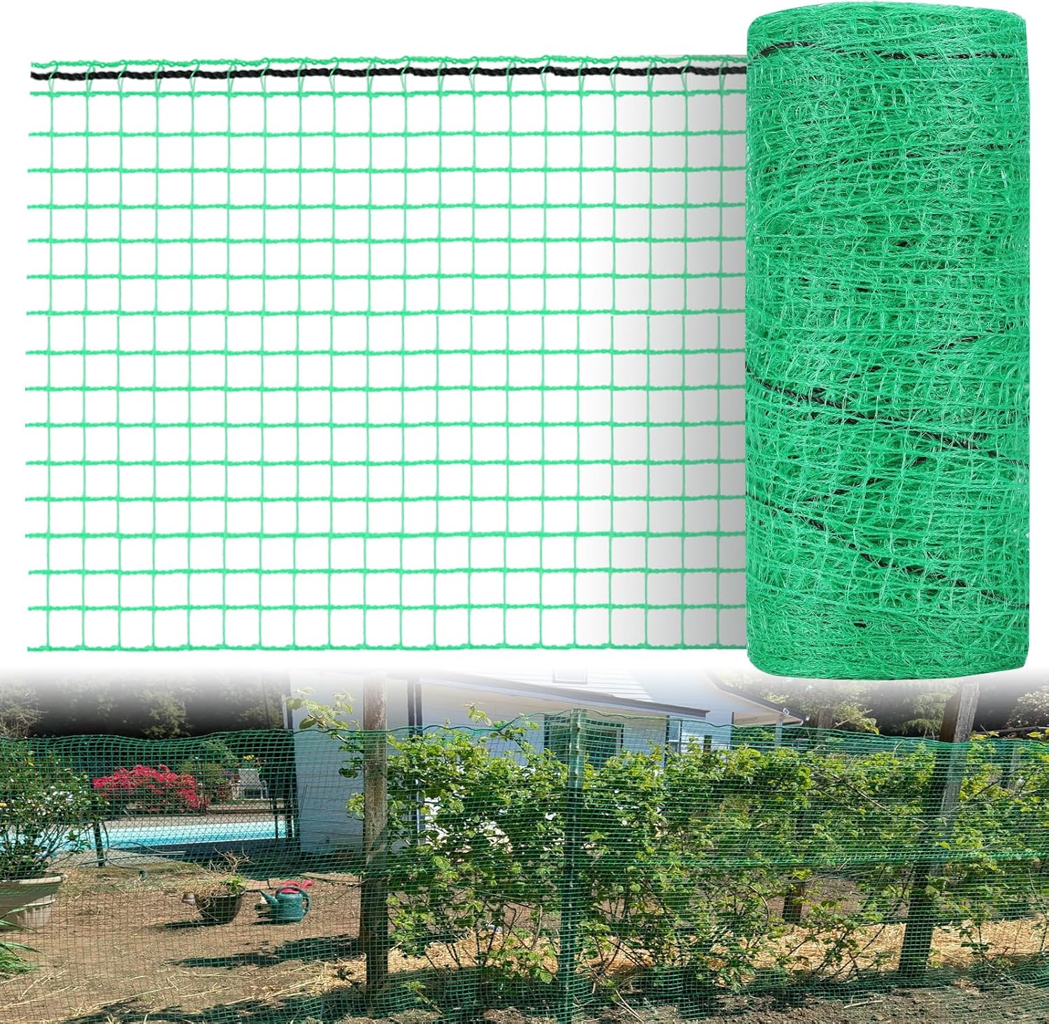 4x100ft Deer Fence Netting, Temporary Fence for Garden, Plastic Mesh Fence