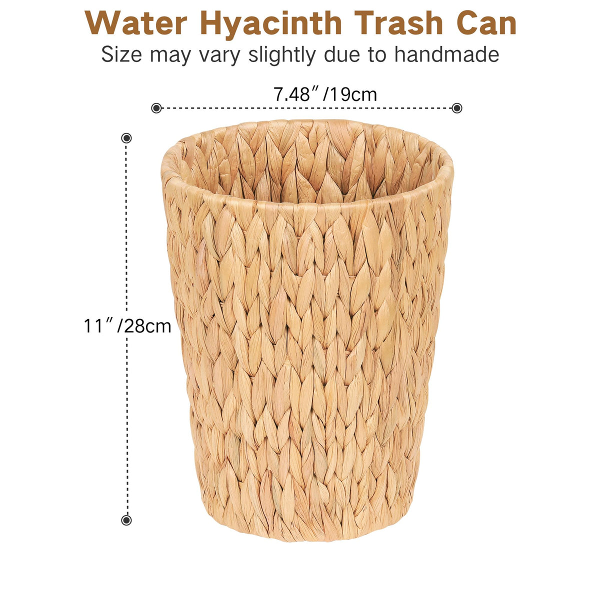 2 Pack Wicker Trash Can, Small Round Bathroom Trash Can