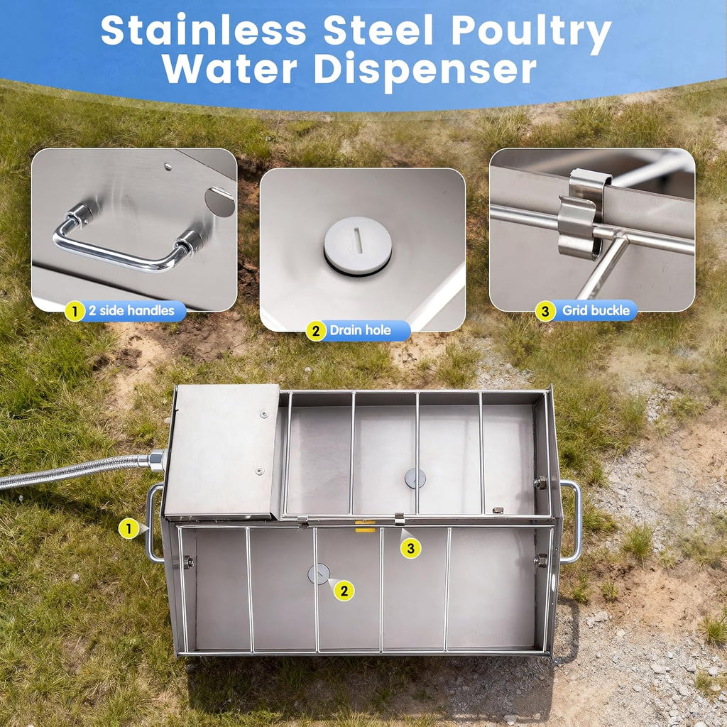 3 in 1 Automatic Chicken Waterer and Feeder Set with Float Valve