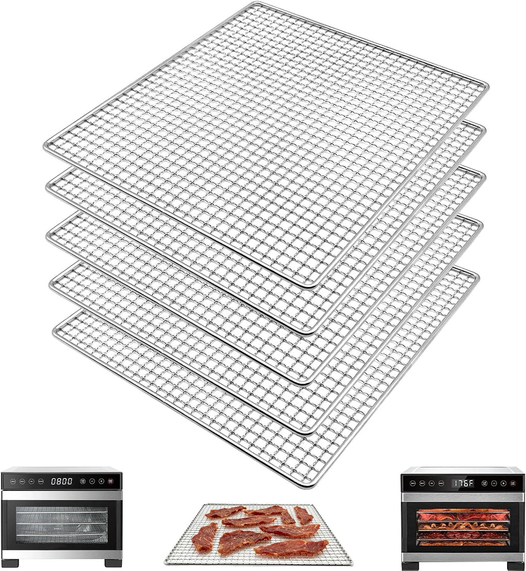 5PCS Dehydrator Mesh Trays for COSORI Food Dehydrator 5 Stainless Steel Trays Dryer Machine, 9.6''x9''x0.8''