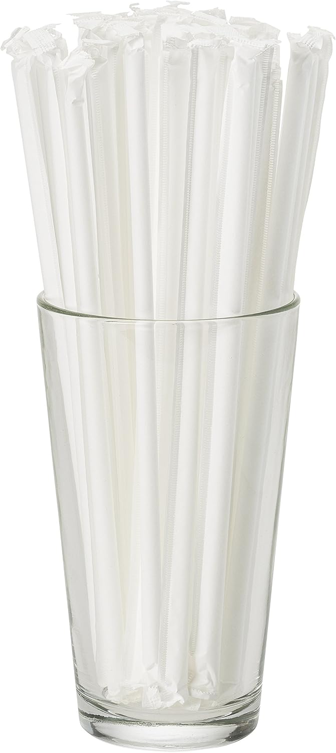 Clear Plastic Straws Individually Wrapped 1000 Pack - 8 inch Drinking Straw, BPA Free - Restaurant Style Disposable