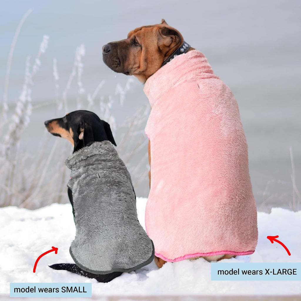 Dog Jacket for Cold Weather, 2 Pack Cozy Winter Warm Turtleneck Pet Coat Clothes for Large Medium Small Dogs, Fleece