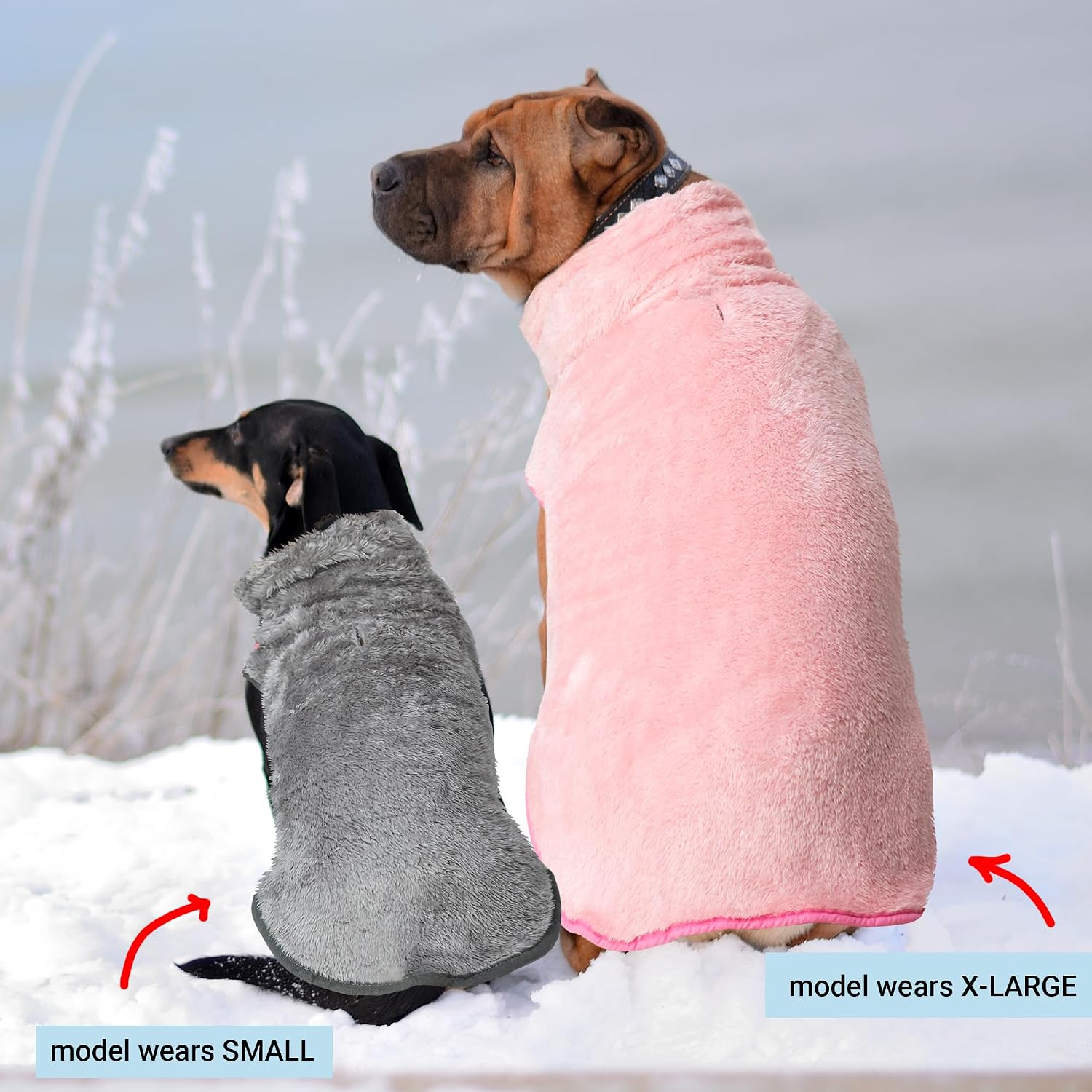 Dog Jacket for Cold Weather, 2 Pack Cozy Winter Warm Turtleneck Pet Coat Clothes for Large Medium Small Dogs, Fleece