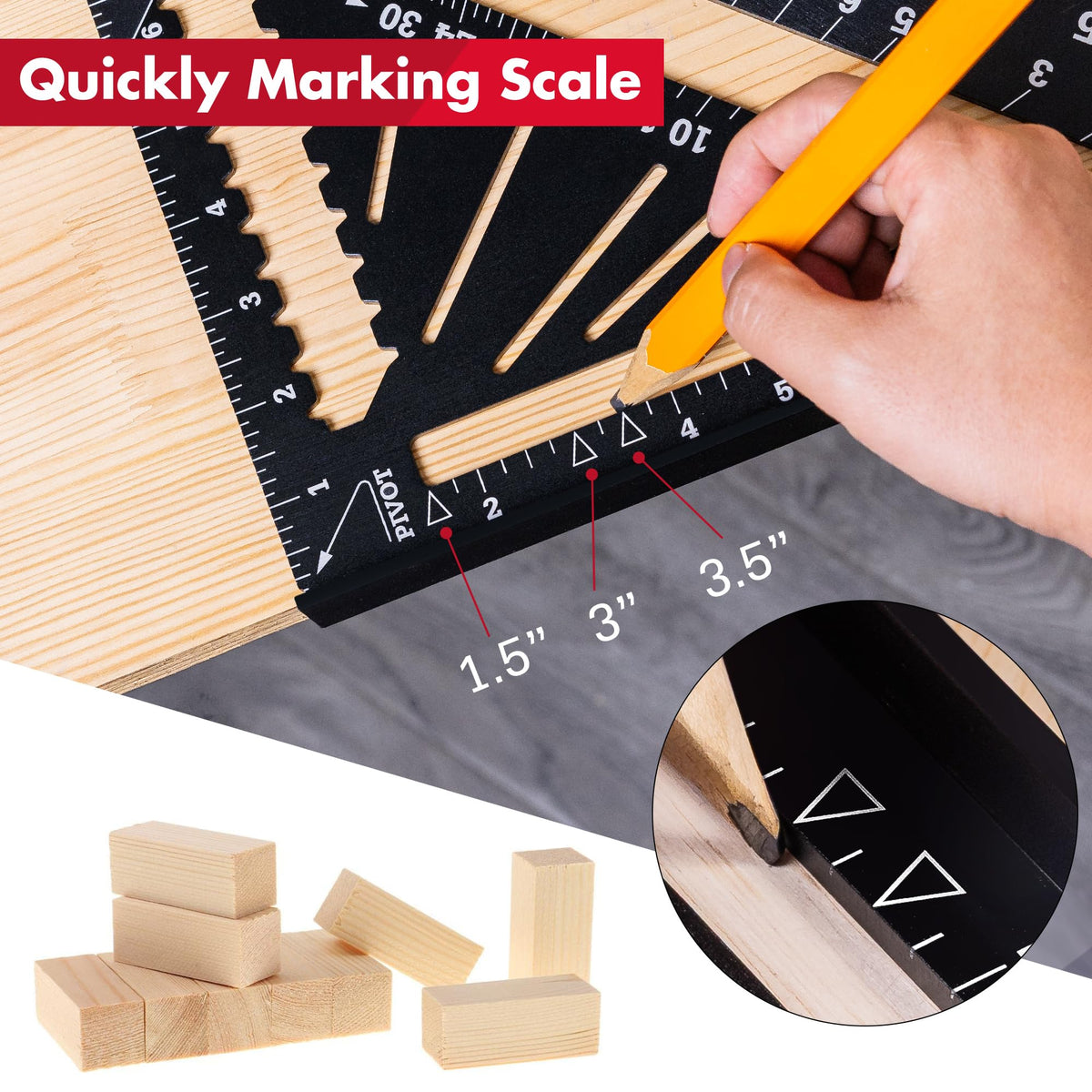 Arrow Aluminum Alloy Rafter Square, 12-Inch Carpenter Square Layout Tool