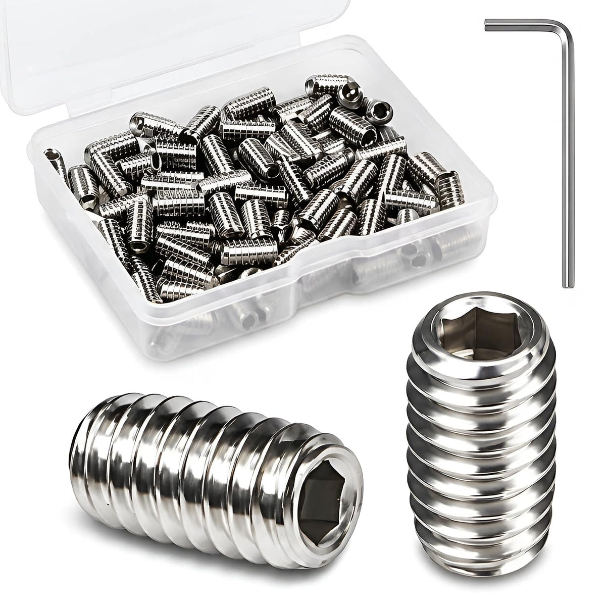 70Pcs #8-32 x 5/16" Set Screws, Hex Socket Grub Screws with Cup Point