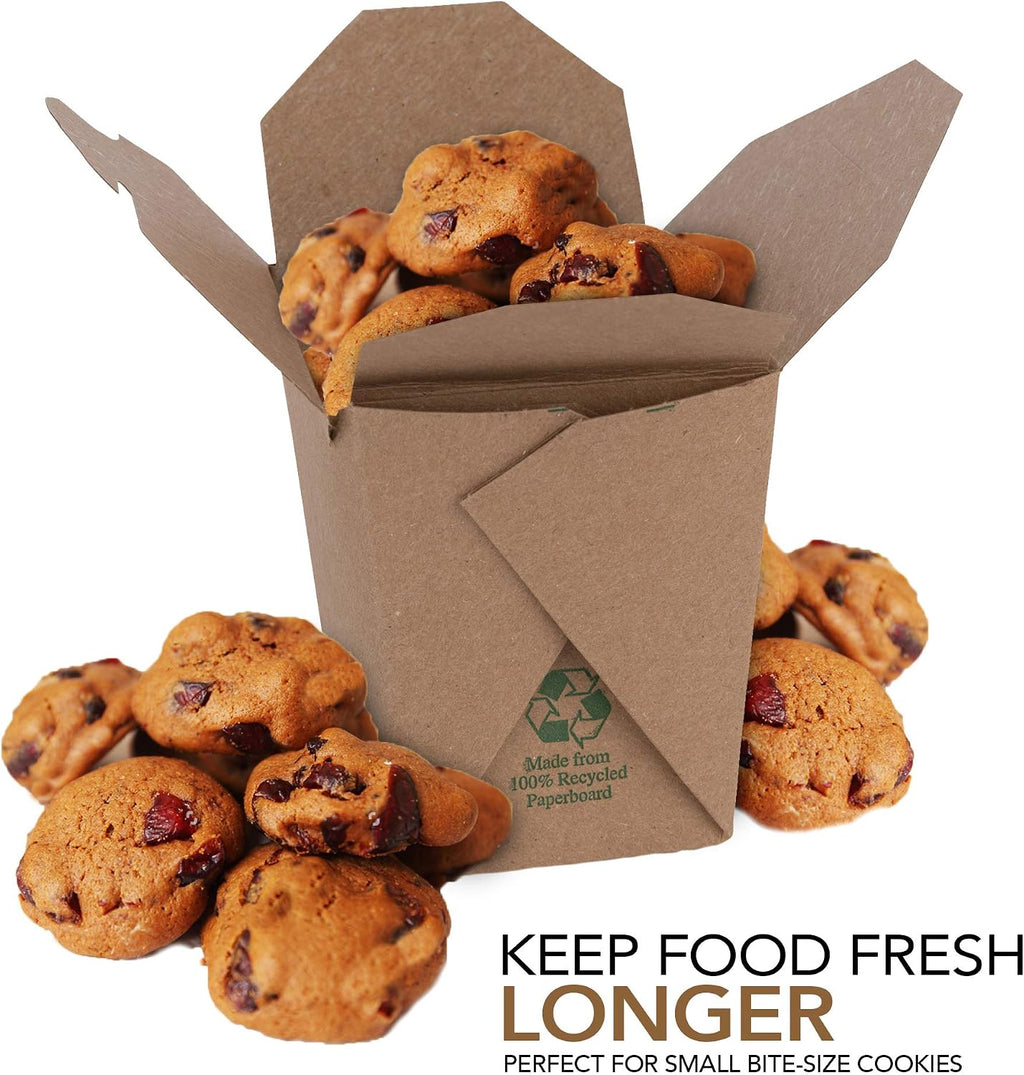 Takeout Food Containers 8 Oz Microwaveable Kraft Brown Paper Mini Chinese Take Out Box (50 Pack) Leak and Grease