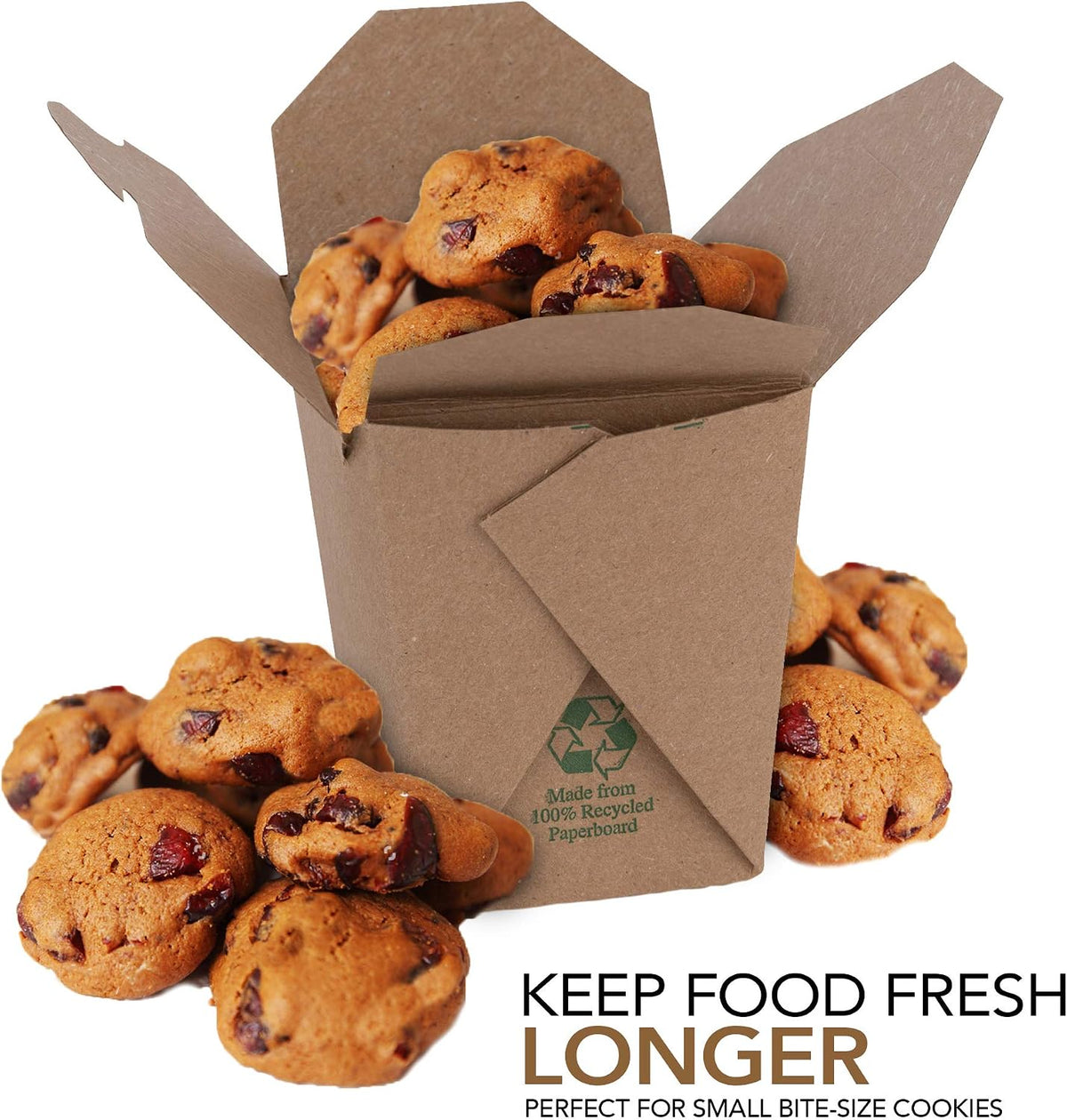 Takeout Food Containers 8 Oz Microwaveable Kraft Brown Paper Mini Chinese Take Out Box (50 Pack) Leak and Grease
