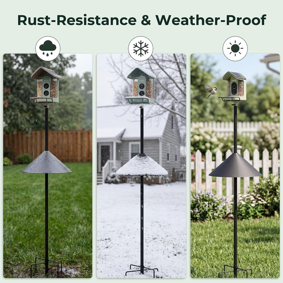 75 Inch Smart Bird Feeder Pole with Squirrel Proof Baffle