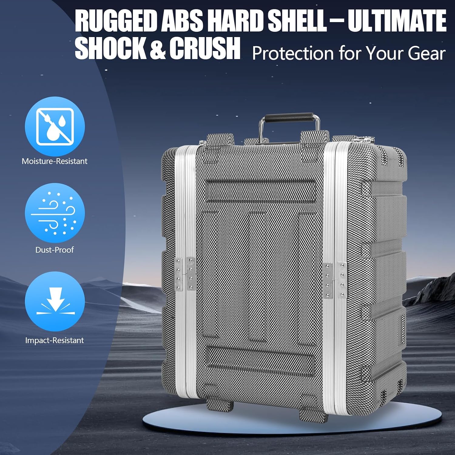 4U ABS Rack Case Shallow 12" Depth, 19" Rackmount Flight Road Travel Case, Waterproof Protective Hard Case with
