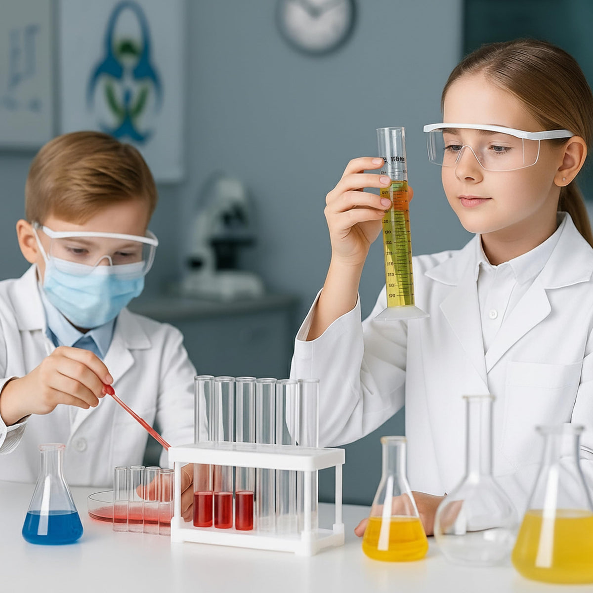 100ml Plastic Graduated Cylinder, Hexagonal Base, Double Scale