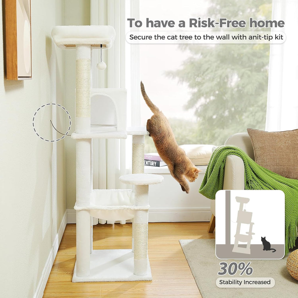 Gothic Cat Tree Tower for Indoor Cats, 31.5'' Small Cat Tower Condo with Sisal Scratching Ramp, Cozy Hammock and