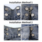 2 Sets Adjustable Jeans Button Pant Waist Tightener, Black Pearl