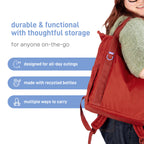 Fleuri All-Day Diaper Bag Backpack, Easy-Clean, Wild Poppy