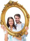 Large Photo Booth Props 31.5*23.62 Inch Gold Picture Selfie Frame Vintage Photo Round Frame Creative Friends Party