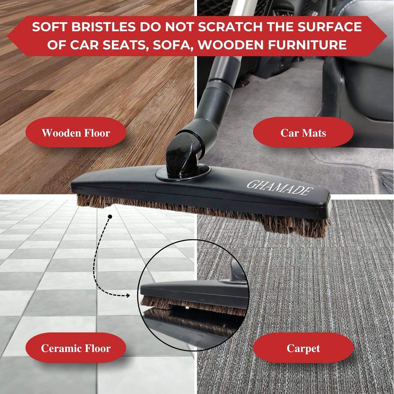 Universal Vacuum Attachments & Brushes Kit - Hardwood Floor Vacuum Brush Head Attachment & Shop-vacs Accessories