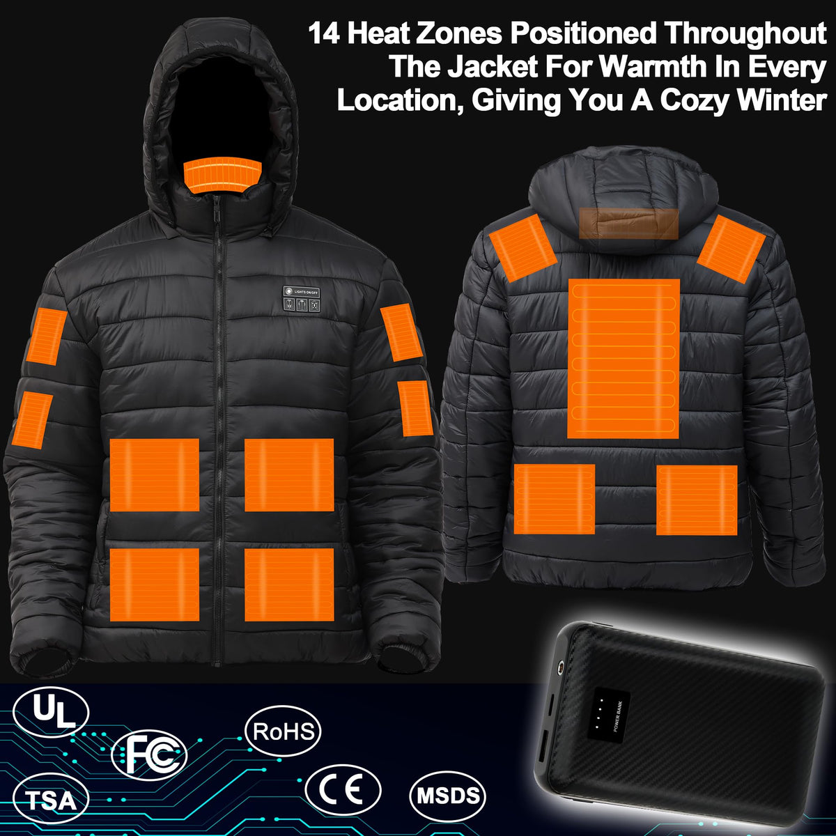 Heated Jackets for Men with Battery Pack, Electric Warm Down Coat