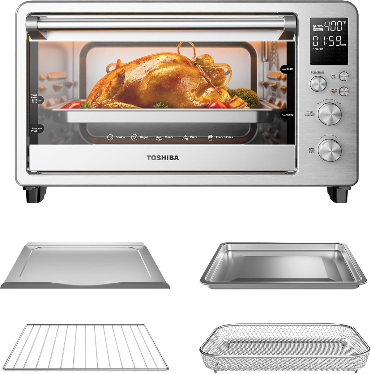 ChefFry Air Fryer Toaster Oven Combo, 26.4-Quart, Stainless Steel | Bake, Broil, Pizza & Dehydrate, with Toast