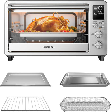 ChefFry Air Fryer Toaster Oven Combo, 26.4-Quart, Stainless Steel | Bake, Broil, Pizza & Dehydrate, with Toast