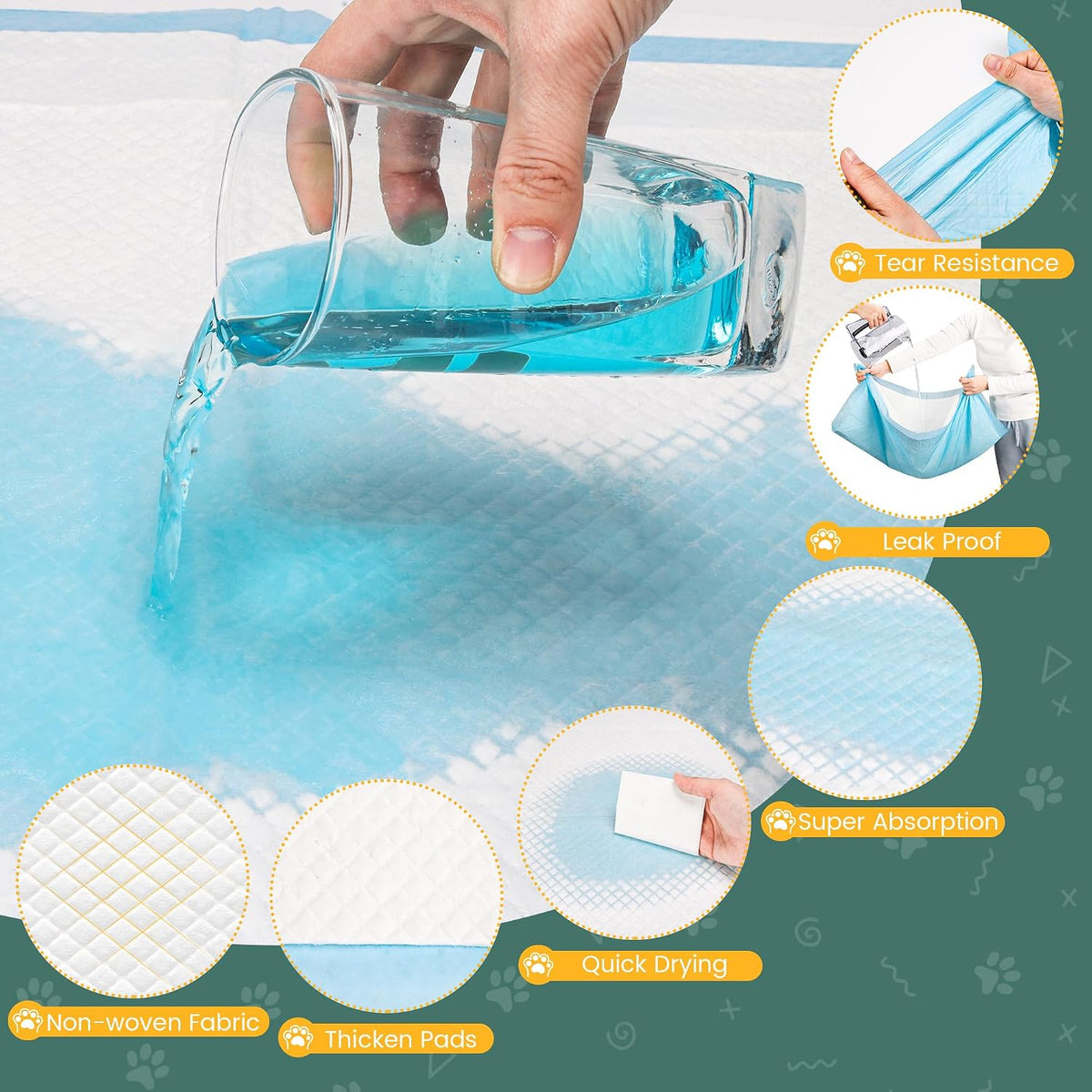 60 Count Extra Large Dog Pee Pads 28" x 34", Super Absorbent X-Large Puppy Pads Disposable Dogs Training Pads, Quick