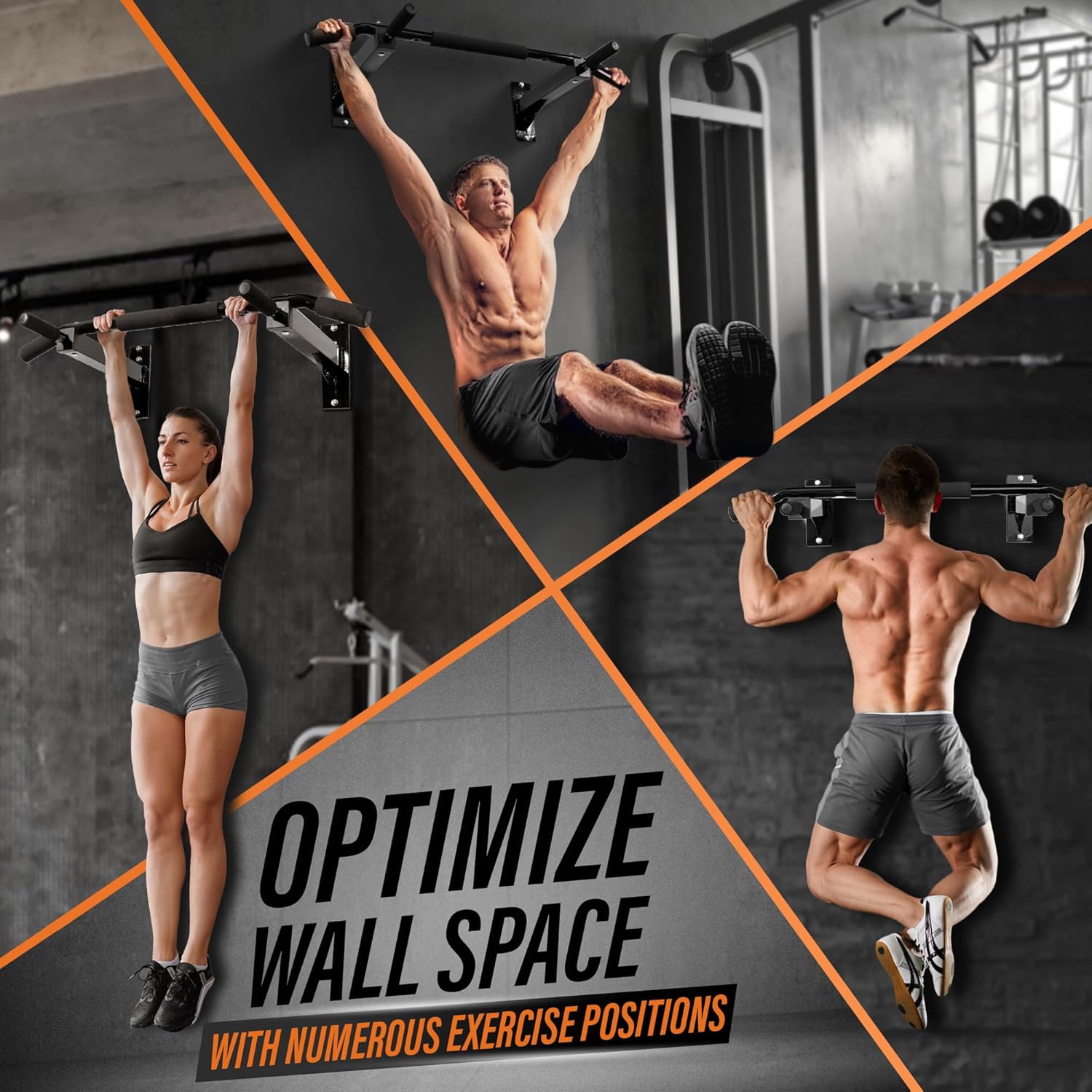 Pull Up Bar Wall Mounted - Multifunctional Wall Mounted Pull Up Bar for Home Gym Workout Strength Training Equipment