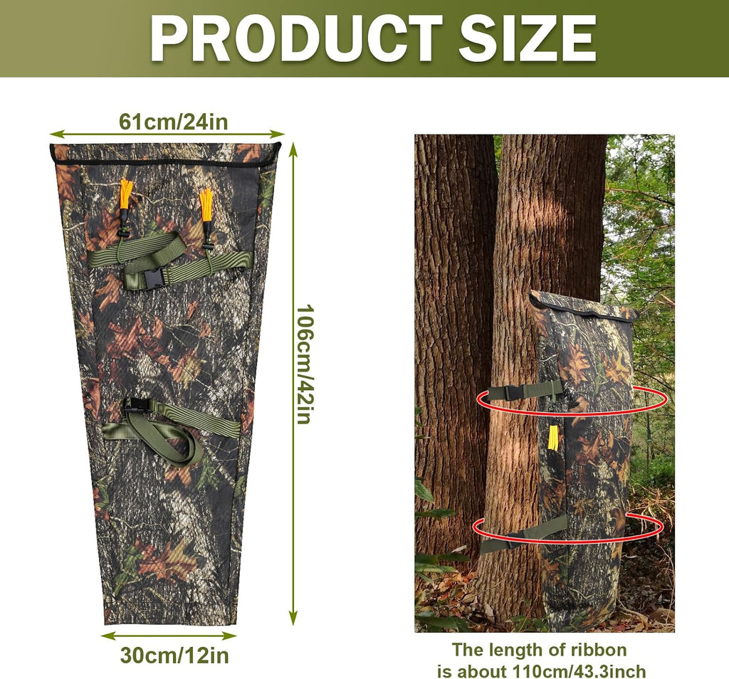 Camo Deer Feeder - 100 lb Tree Hugger Gravity Feeder, Waterproof Portable Corn Feeder Bag with Adjustable Straps for