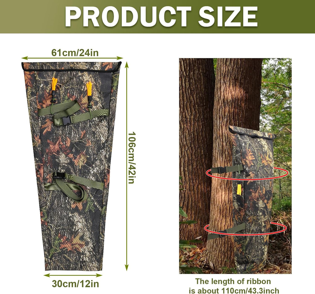 Camo Deer Feeder - 100 lb Tree Hugger Gravity Feeder, Waterproof Portable Corn Feeder Bag with Adjustable Straps for