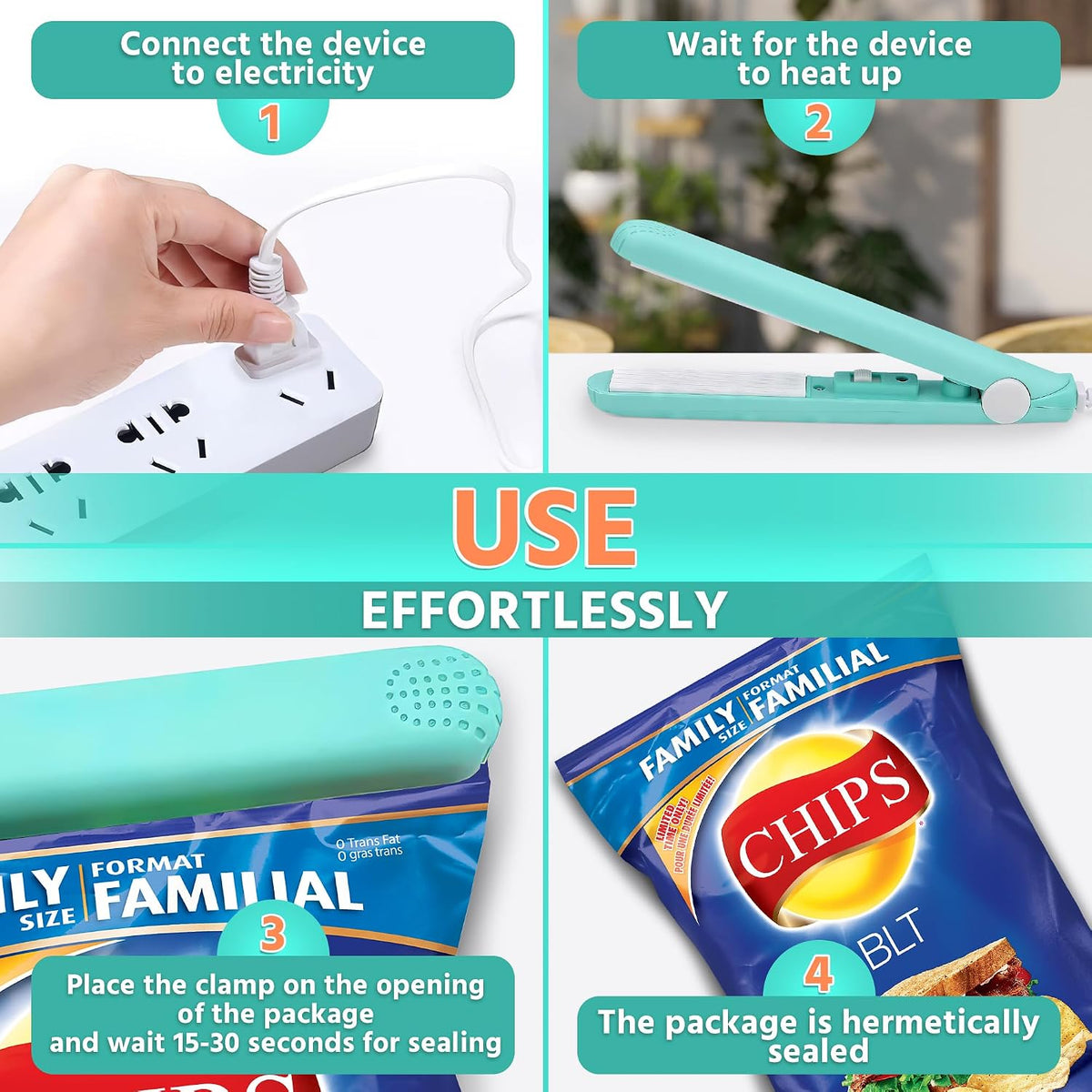Heat Sealer for Food Bags, Mini Sealing Machine with Cable, Corded