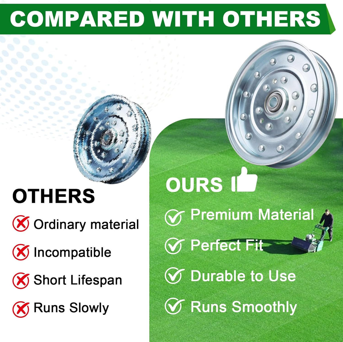 Flat Idler Pulley (5021976 5102831 5600184SM 5103800 5021976 5600184 5103800YP) Fits Ferris Snapper (3 Pack)