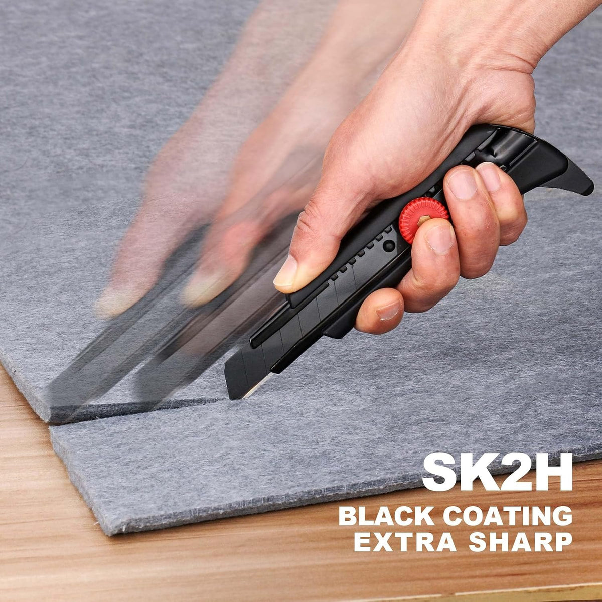 18mm Heavy Duty Utility Knife with Fin Design, Ratchet for Quick Blade Changes, Multi-purpose sprayed non-slip grip