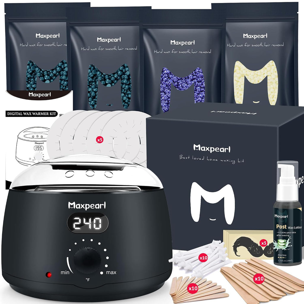 Digital Waxing Kit for Women Men, Easy to Use, Black | Precise Temperature Control, Home Hair Removal Wax Warmer with