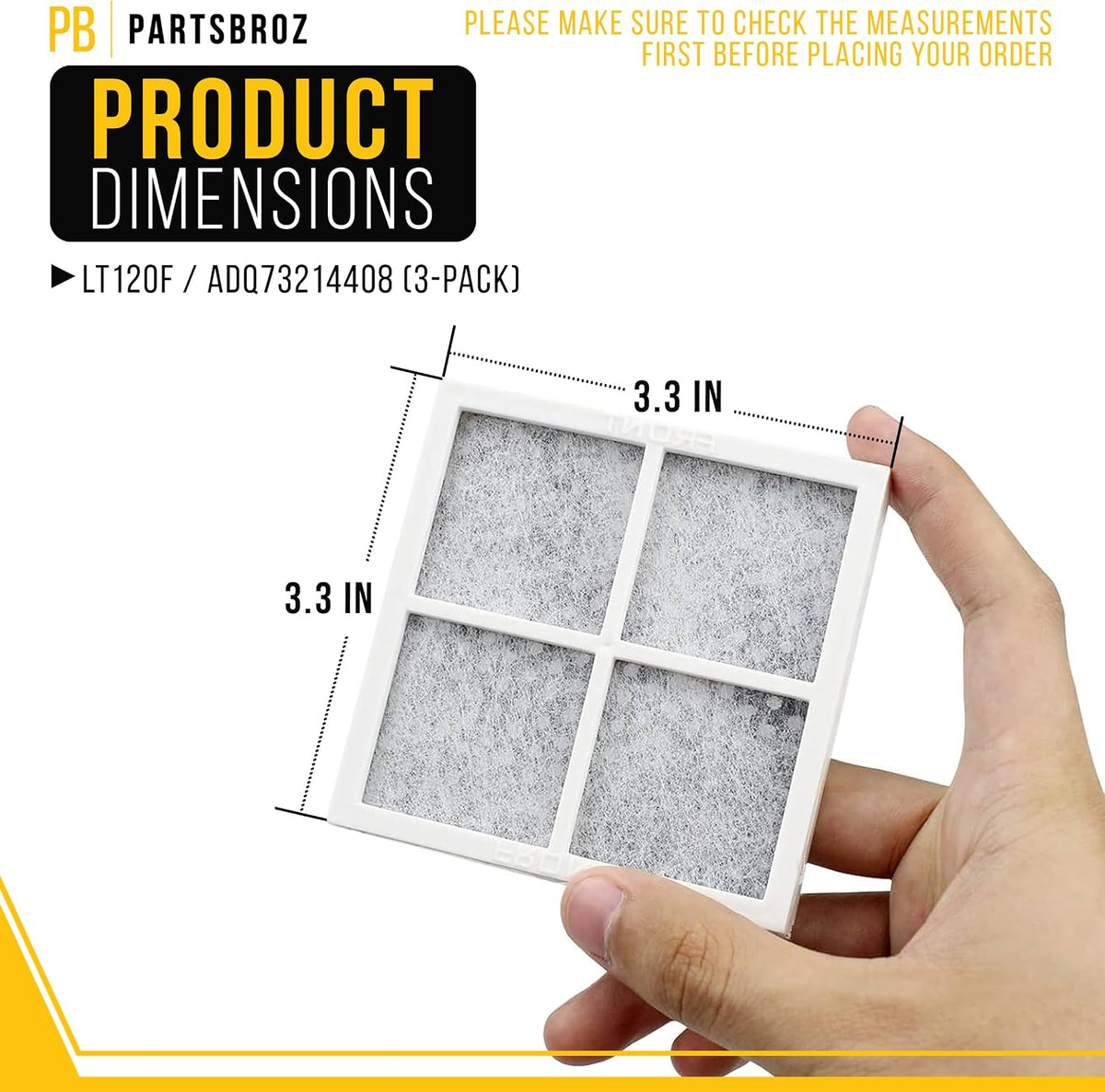 PartsBroz Air Filter 3-Pack for LG LFXS30766S Refrigerator Air Filter Replacement