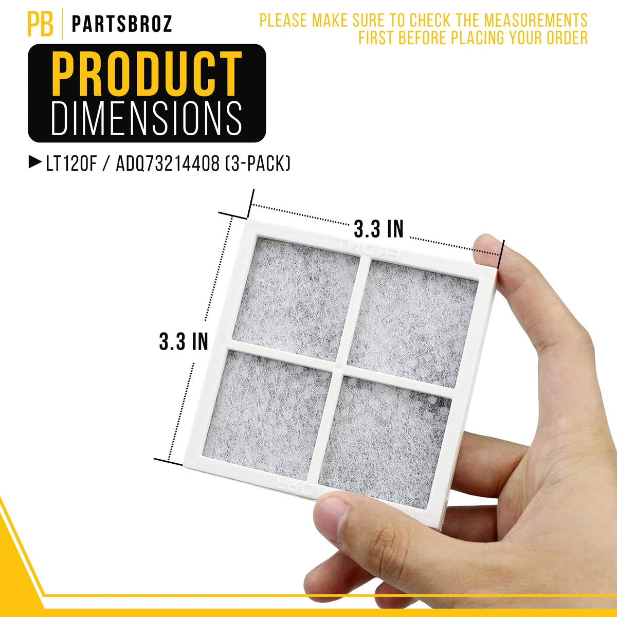 Refrigerator Air Filter for LG LRFDC2406S (3-Pack)
