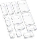 13-Piece Drawer Organizers with Non-Slip Silicone Pads, 5-Size Desk Bathroom Drawer Organizer Trays Storage Tray for