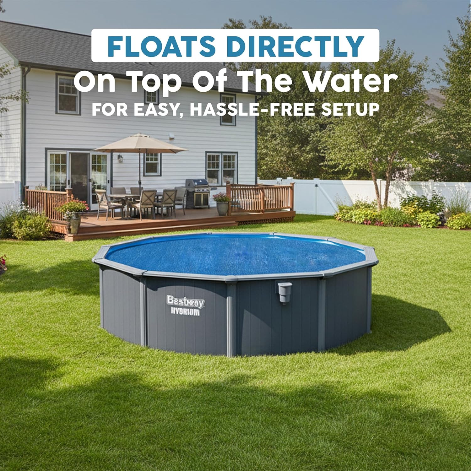 Round Solar Pool Cover for 18' Above Ground Pool - Frame and Steel Wall Models, Solar Heating Protector with Outdoor